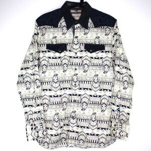 Robert Graham Mens Small Embroidered Western Pearl Snap Button Up Shirt G1397